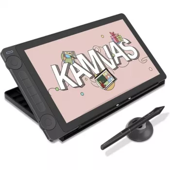 Tavoletta grafica HUION Kamvas 13 — 13,3 pollici IPS 1920×1080, 16384 livelli di pressione, penna senza batteria, 3 tasti programmabili