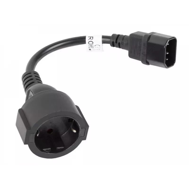 Cavo di alimentazione Lanberg CA-C14E-10CC-0018-BK nero 0,18 m connettore C14 (CA-C14E-10CC-0018-BK)