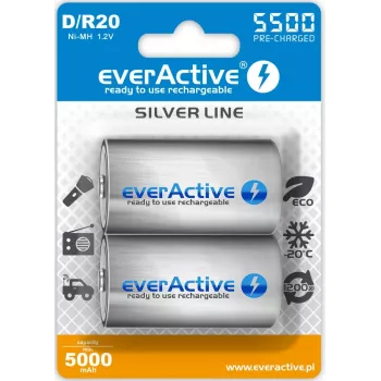 Batteria ricaricabile everActive EVHRL20-5500 D NiMH 1,2 V 5500 mAh, confezione da 2