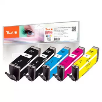 Peach PI100-396 cartuccia d'inchiostro 5 pz. compatibile extra (super) alta resa nero, ciano, magenta, nero fotografico, giallo