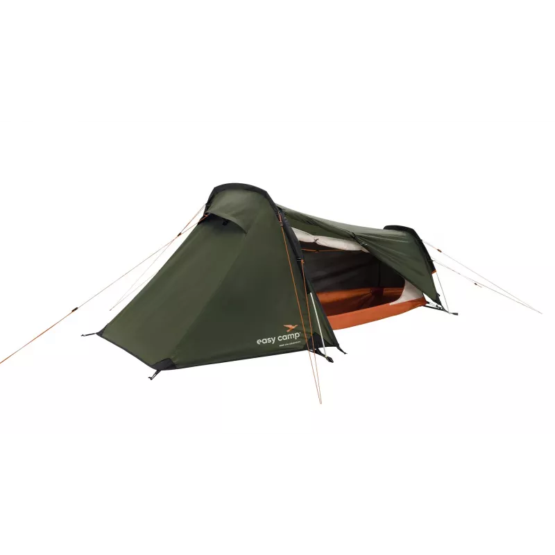 Tenda tunnel easy camp Sarek 1 (verde scuro/arancione, 2025) — design tunnel monoposto