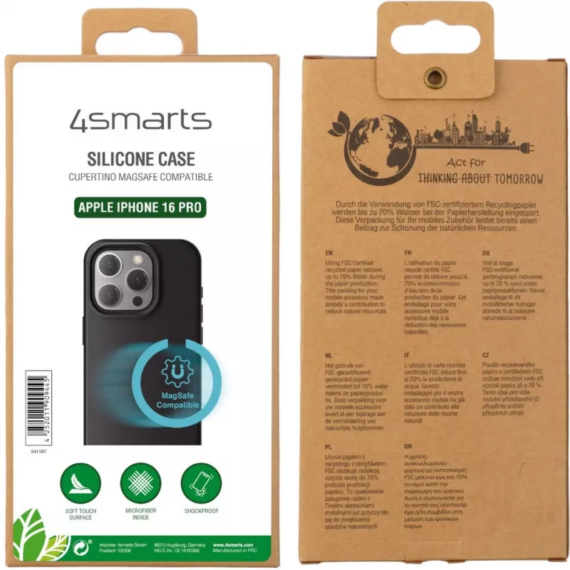 4smarts 541187 Cupertino custodia in silicone per Apple iPhone 16 Pro