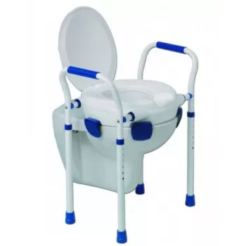 Coprisedile WC Aston Clipper VII 500431 — sedile WC medico regolabile, polipropilene, telaio in alluminio/acciaio, diametro interno 25×21 cm