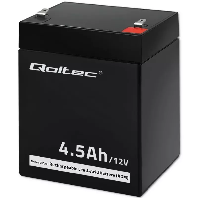 Qoltec 53033 batteria AGM 12 V 4,5 Ah, max 1,35 A, senza manutenzione