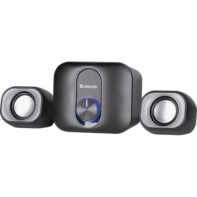 Diffusori desktop 2.1 DEFENDER V13 — 11 W RMS (6 W satelliti, 5 W subwoofer), alimentazione USB, ingresso 3,5 mm, nero