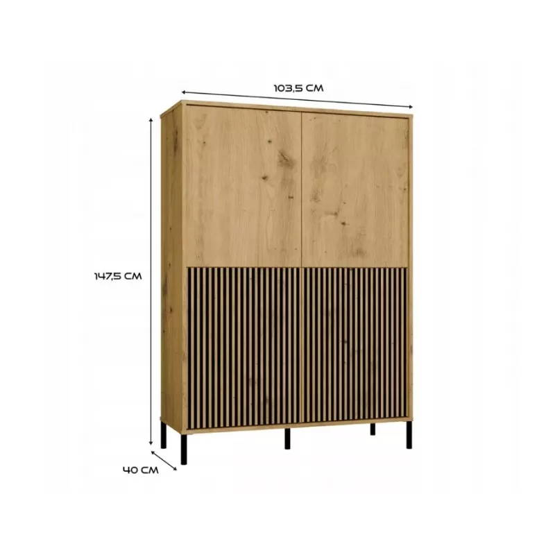KAMARO 4DK stretto/GŁ rovere ARTISAN VETRINA