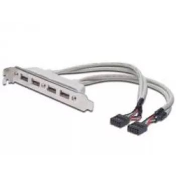 Cavo con staffa slot USB 2.0 HighSpeed Type 2xIDC (5pin)/4xUSB A M/F grigio 0,25 m