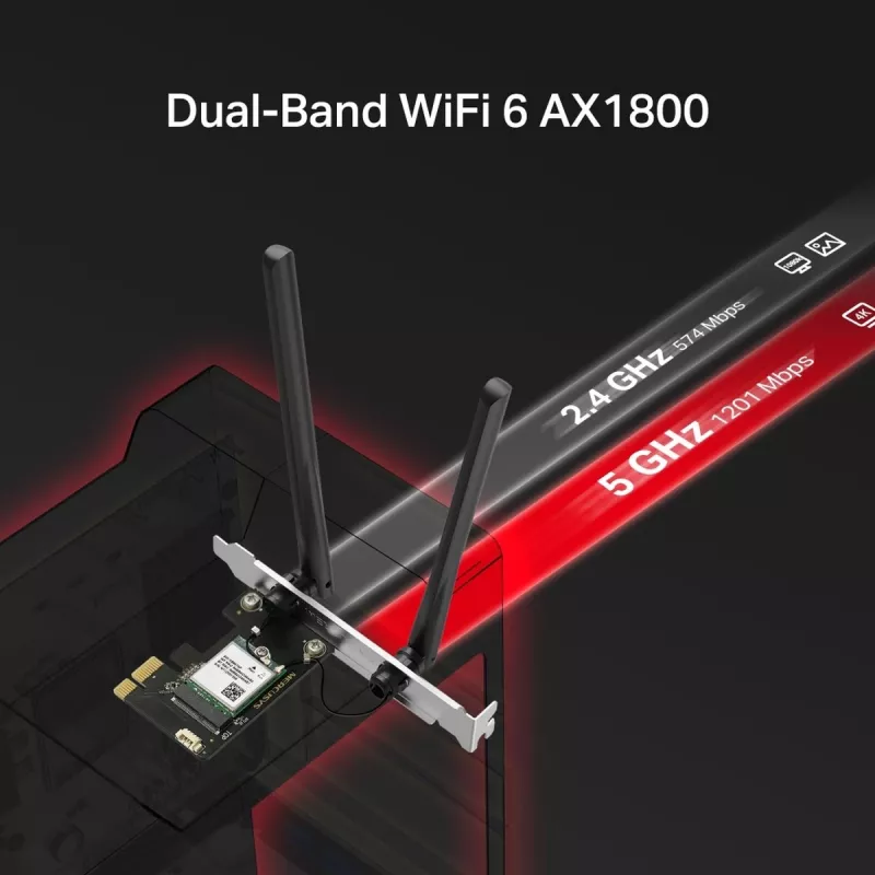 Mercusys MA70XE AX1800 Wi-Fi 6 Bluetooth adattatore PCI Express, dual band