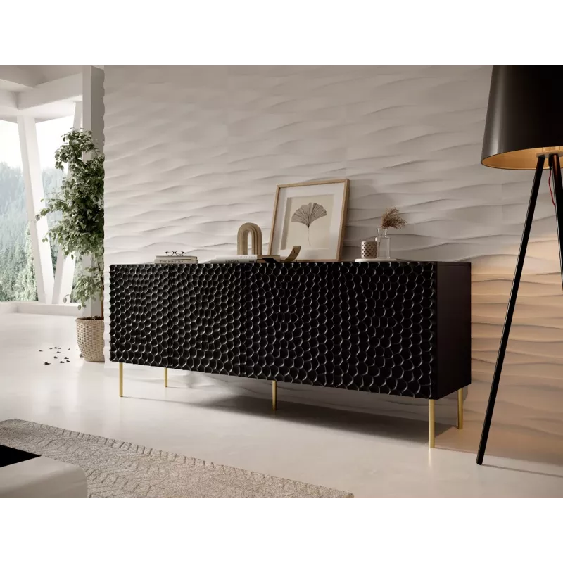 HOLE Cassettiera 190x40,5x74,5 cm nero opaco