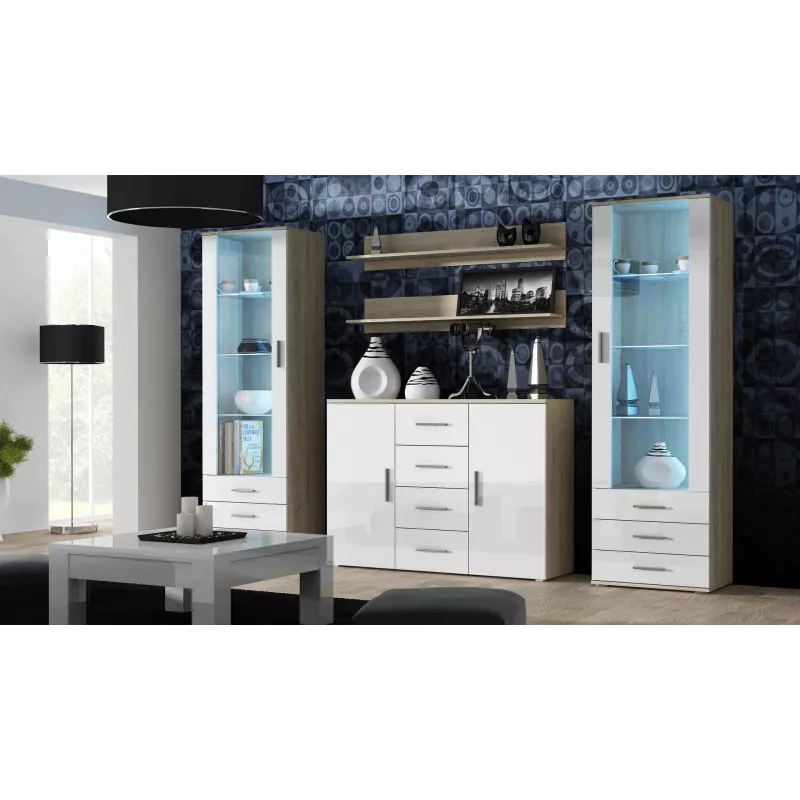 Cama Sideboard soggiorno UNI rovere sonoma/bianco lucido