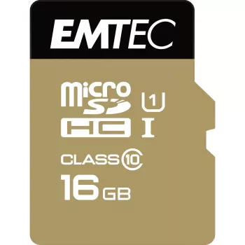 EMTEC Gold+ - scheda di memoria flash (adattatore SD incluso) - 16 GB - Class 10 - microSD - oro (ECMSDM16GHC10GP)