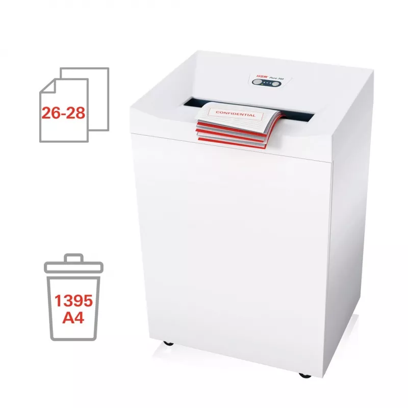 Distruggidocumenti HSM Pure 740 taglio a strisce 5,8 mm, larghezza di lavoro 400 mm, distrugge CD e carte di credito
