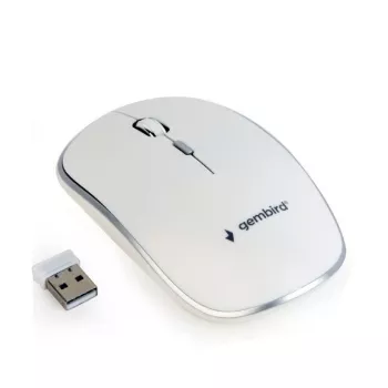 Mouse wireless GEMBIRD MUSW-4B-01-W, ambidestro, ottico 1600 DPI, 4 tasti, RF Wireless, bianco