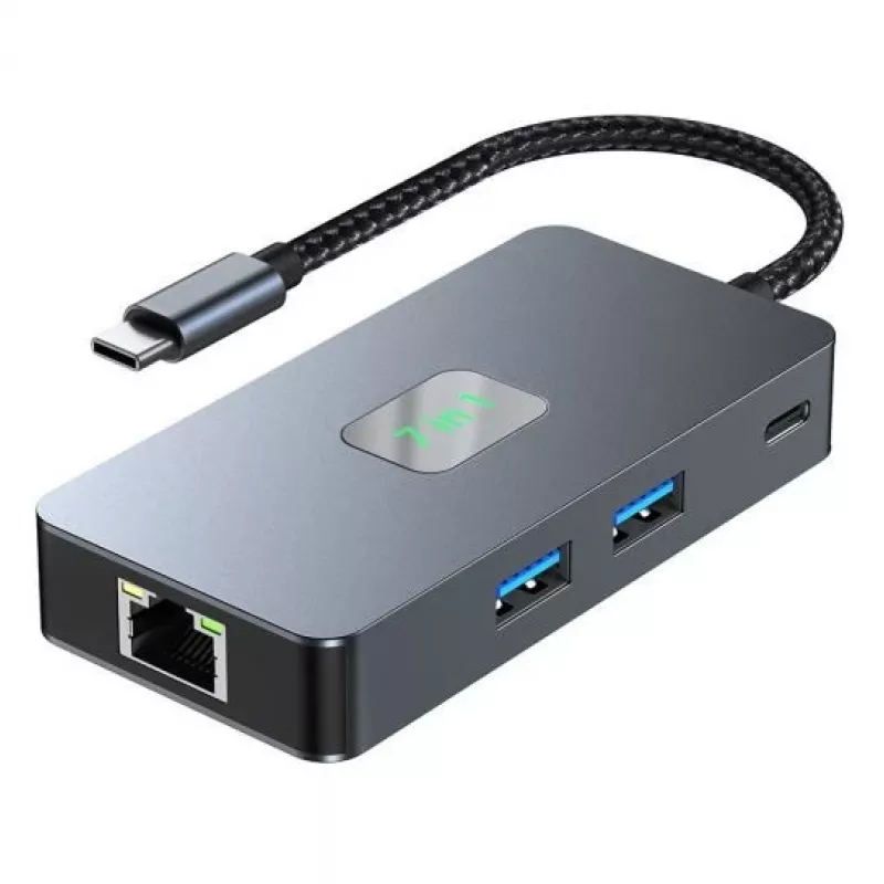TB adattatore hub USB-C (7-in-1) HDMI USB SD/TF RJ45 (2500 Mbit/s) PD
