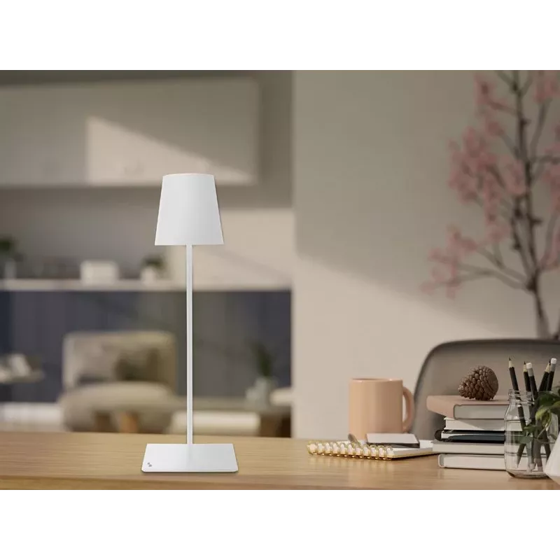 Beper P201UTP404 lampada da terra LED ricaricabile, altezza regolabile, 2,5 W, dimmerabile, metallo, bianca