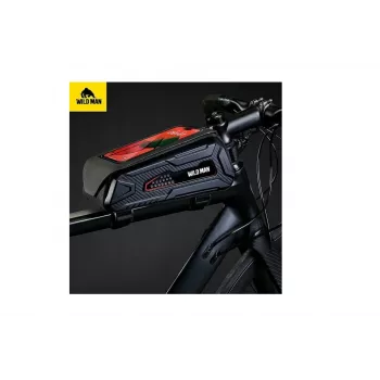 Borsa da telaio per bici Wildman M90 con supporto per cellulare nero