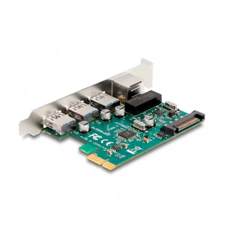DeLOCK scheda PCI Express x1, 3 x USB 5 Gbps Type-A, 1 x Gigabit LAN
