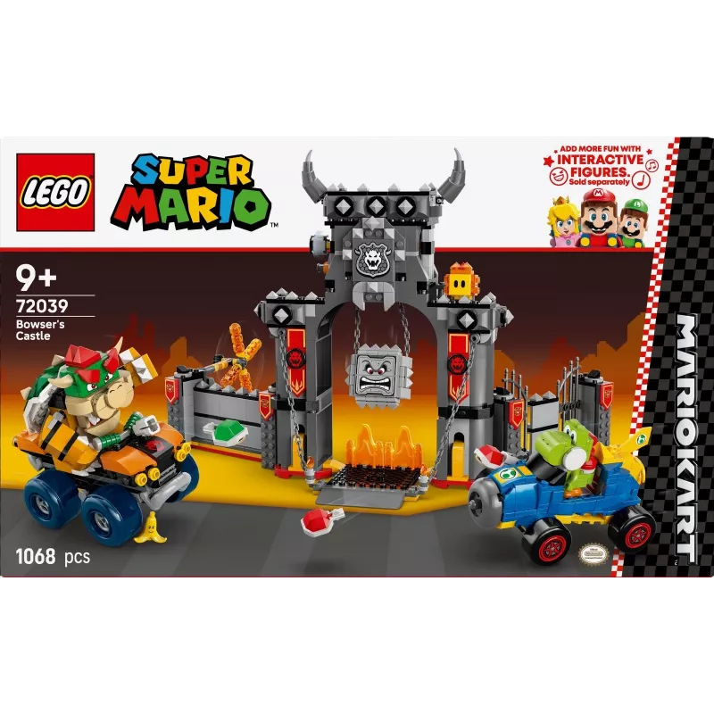 Giocattolo da costruzione set LEGO 72039 Super Mario La fortezza di Bowser con Mario Kart, set di gioco interattivo
