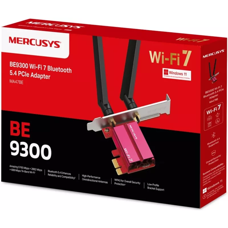 Adattatore PCIe tri-band WiFi 7 MERCUSYS MA47BE — connettività WLAN ad alta velocità