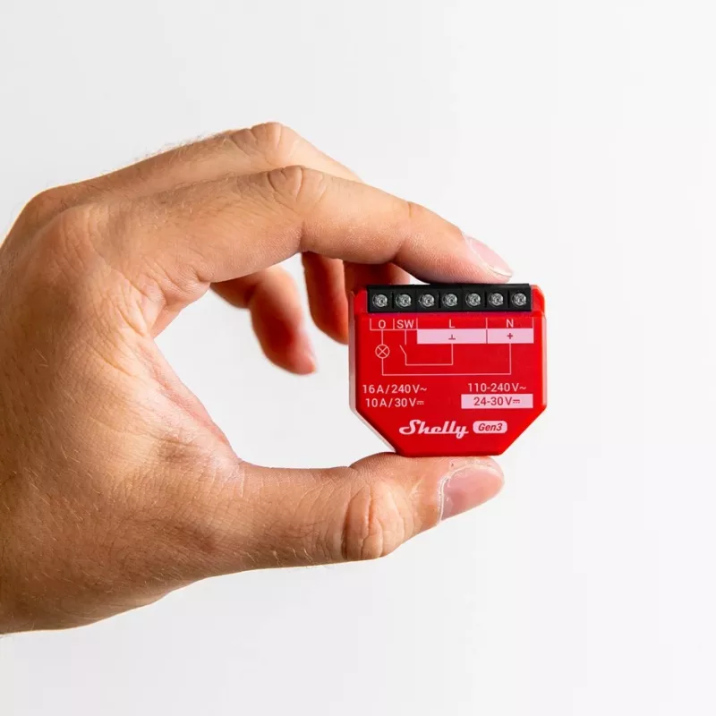 Shelly 1PM Gen3 relè Wi-Fi/Bluetooth, 16 A, con misurazione della potenza