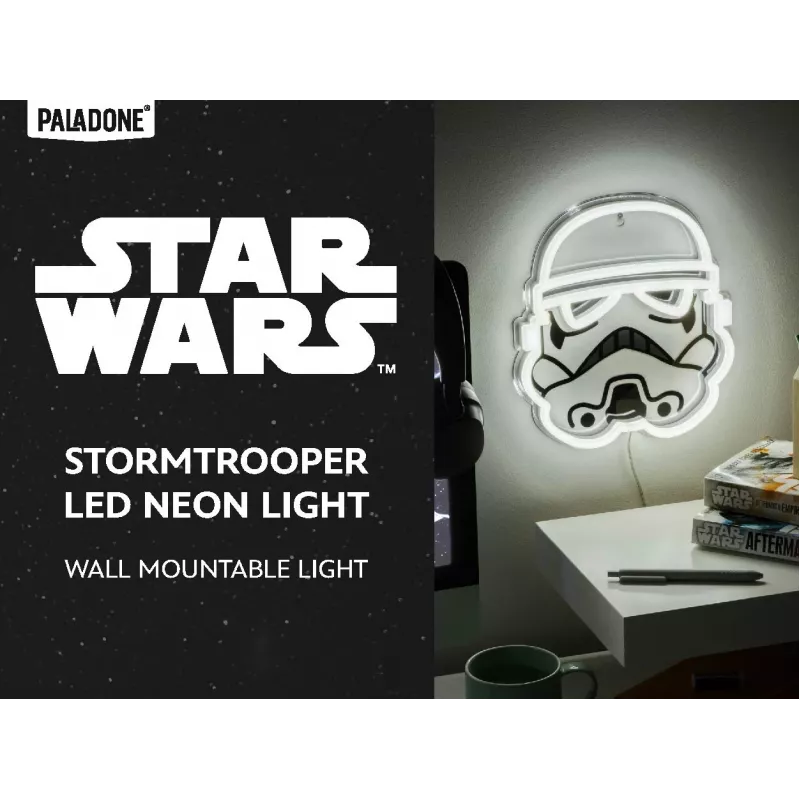 Luce neon LED da parete Paladone Stormtrooper modello PP14595SWVN, illuminazione decorativa Star Wars