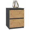 Topeshop W2 ANTRACYT/ARTISAN comodino 2 cassetti antracite, rovere