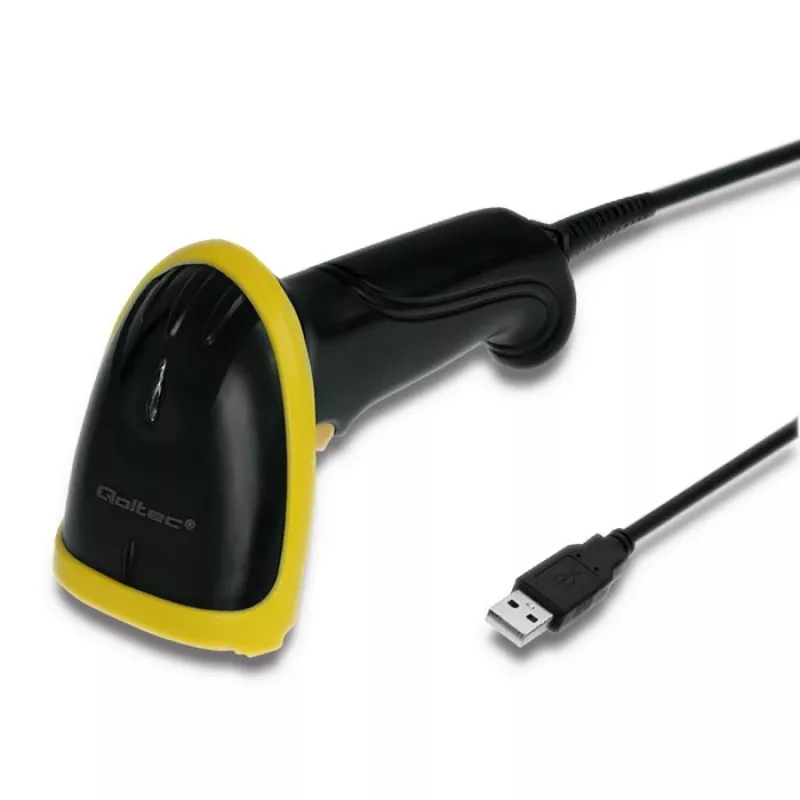 Qoltec 50867 lettore laser di codici a barre 1D/2D, USB, nero