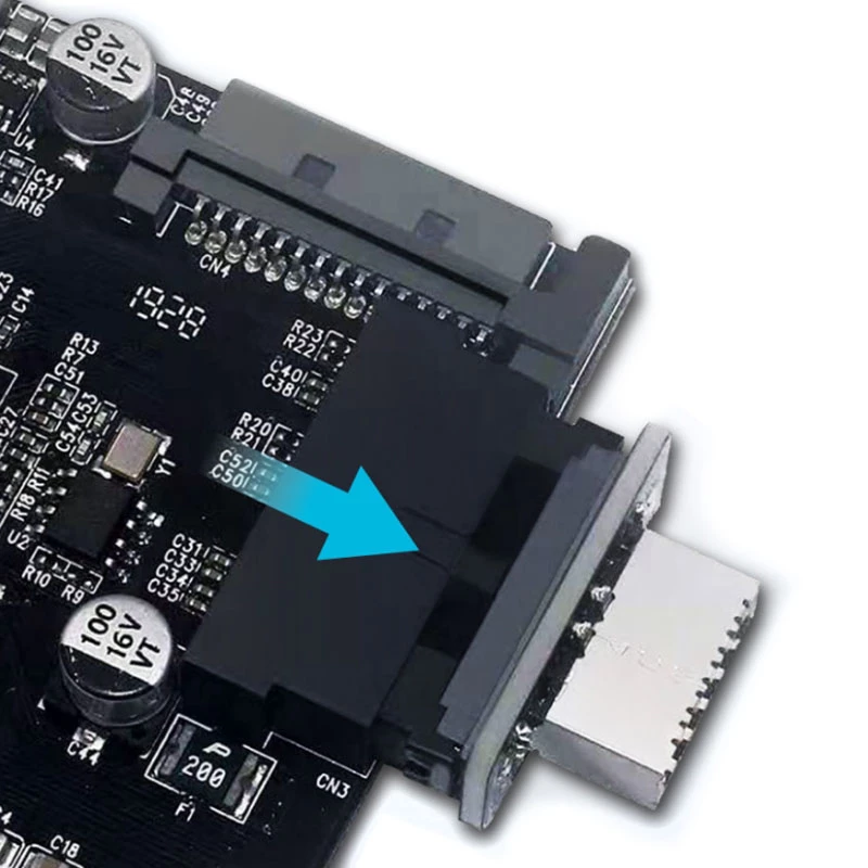 GrauGear adattatore interno da USB 3.0 19 pin a USB 3.1 Type-E 20 pin Key A, 180 gradi