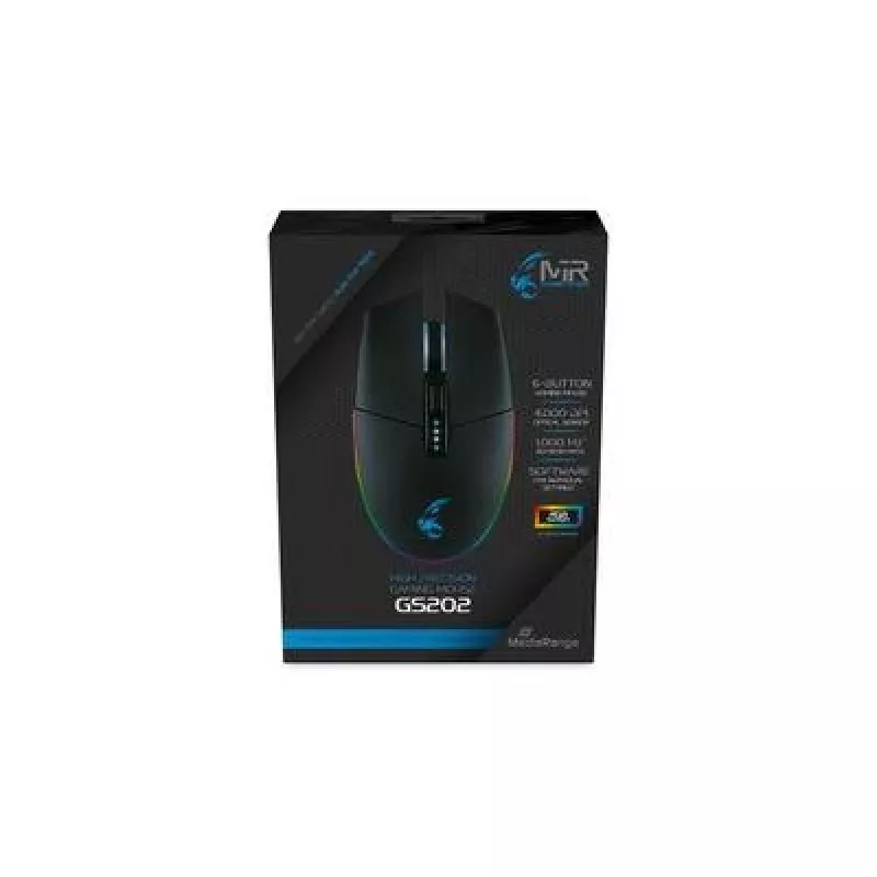 Mouse gaming MediaRange MRGS202 – per destrimani, ottico, 4000 DPI, 6 tasti, USB Type-A, nero