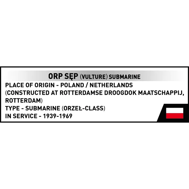 Kit di montaggio in plastica Cobi sottomarino polacco ORP Sęp scala 1:300 (COBI-4856)