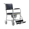 Sedia a rotelle per WC MDH PLW006VC — sedia per WC pieghevole in acciaio, 4 ruote, max 110 kg, seduta 43×43 cm, larghezza 530 mm, peso 11,2 kg
