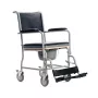 Sedia a rotelle per WC MDH PLW006VC — sedia per WC pieghevole in acciaio, 4 ruote, max 110 kg, seduta 43×43 cm, larghezza 530 mm, peso 11,2 kg