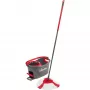 Lavapavimenti VILEDA EasyWring & Clean Turbo, secchio in tecnopolimero rosso, panno in microfibra lavabile rimovibile, per pavimenti duri