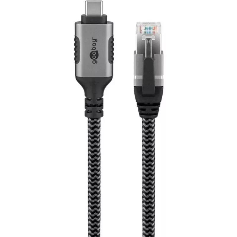 Goobay 70753 cavo USB-C a RJ45 Ethernet CAT 6 per connessione internet cablata stabile con router/modem/switch di rete/sostituisce adattatore USB a RJ45 / 1