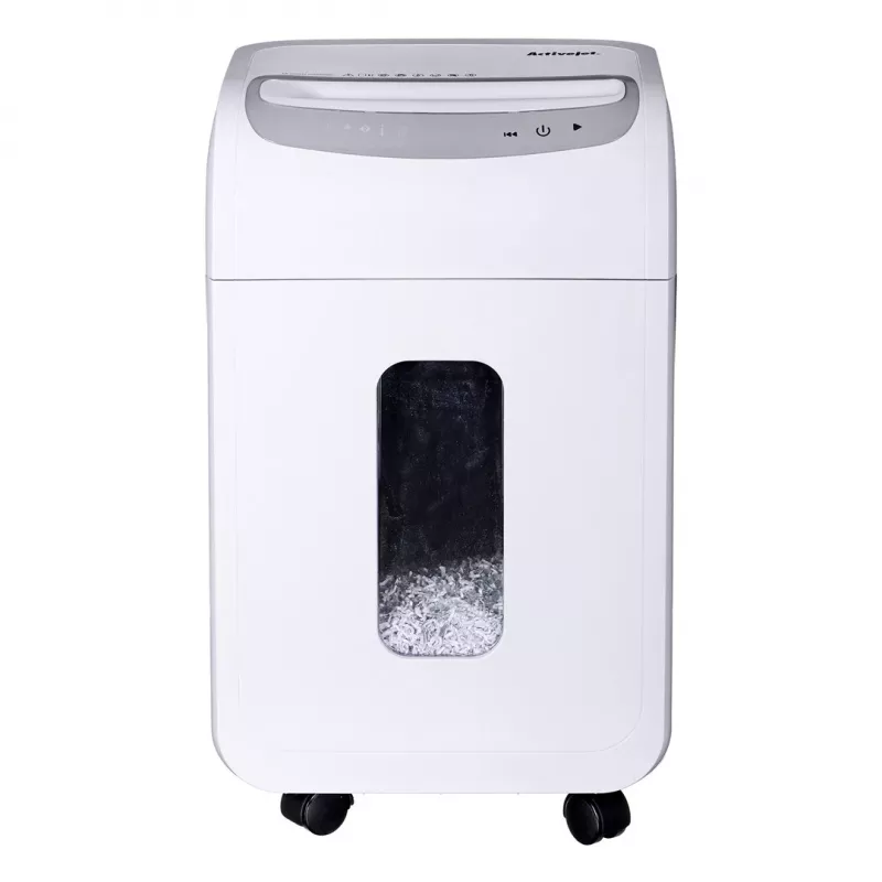 Distruggidocumenti Activejet ASH-1602M, P-5, 28 l, taglio a frammenti 2x14 mm, bianco
