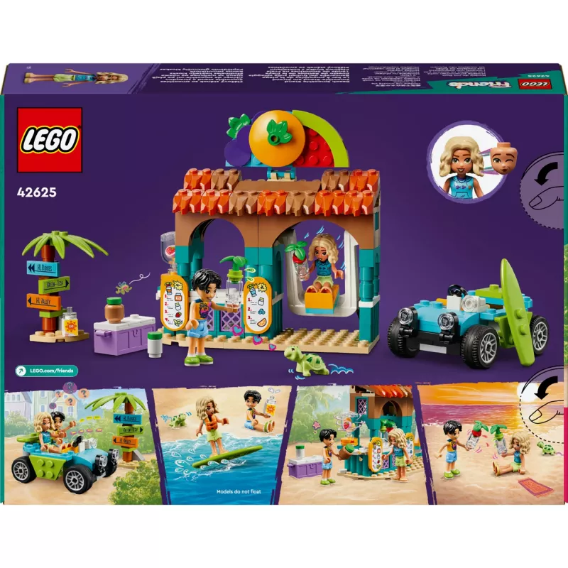 LEGO Friends Chiosco frullati sulla spiaggia set di gioco per bambini con cibo giocattolo idea regalo per ragazze e ragazzi dai 6 anni con 2 mini bambole una figura di tartaruga e una