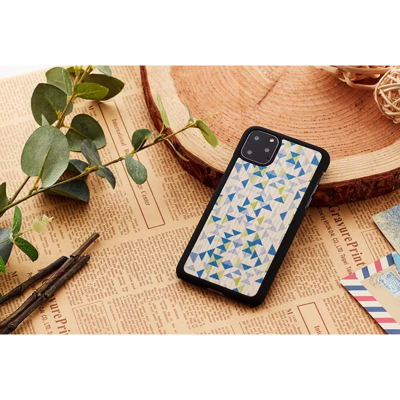 Custodia per smartphone man and wood per iPhone 11 Pro – triangolo blu su nero, guscio rigido protettivo