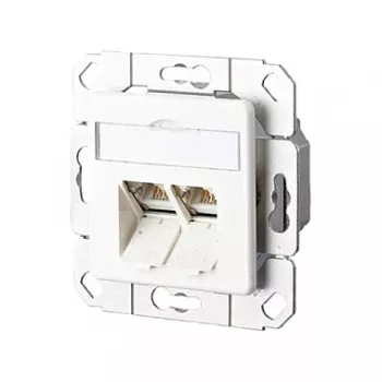 METZ CONNECT BTR E-DAT C6 8/8(8) UPk - presa di connessione, da incasso - RJ-45 X 2 - bianco puro, RAL 9010 - 2 porte (1307381102-I)