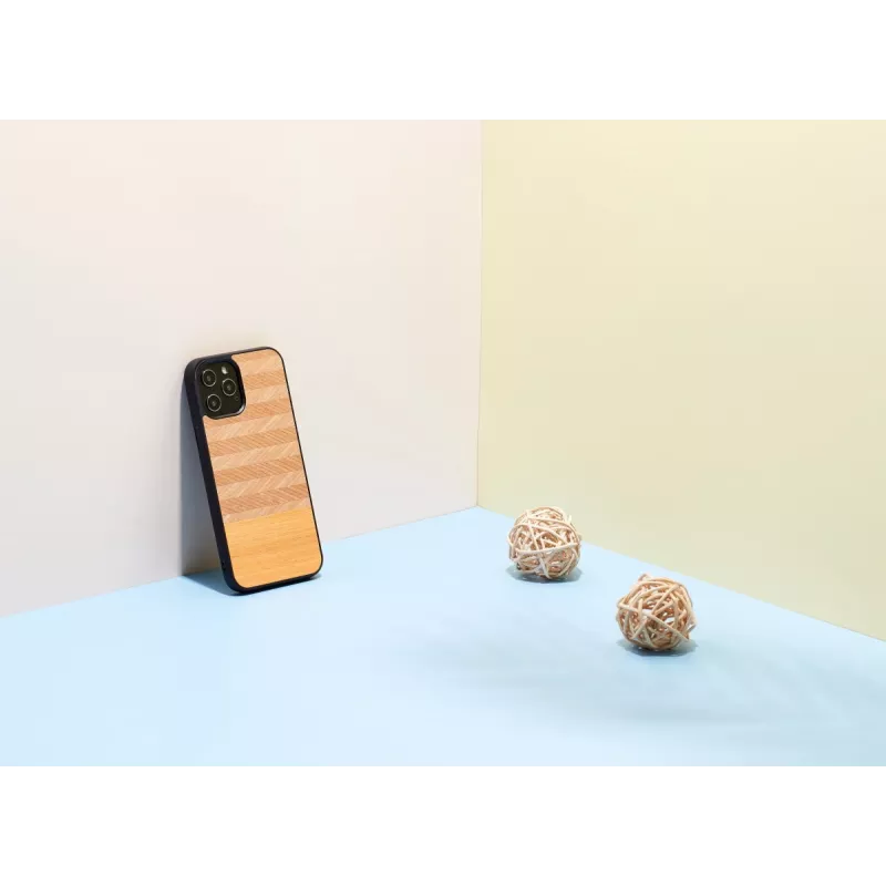 Custodia per cellulare Man and Wood per iPhone 12 / 12 Pro — motivo a spina di pesce, nero