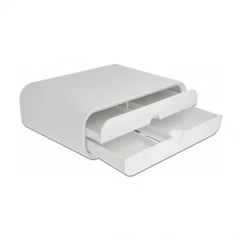 Supporto per monitor DeLOCK 18325 con due cassetti bianco