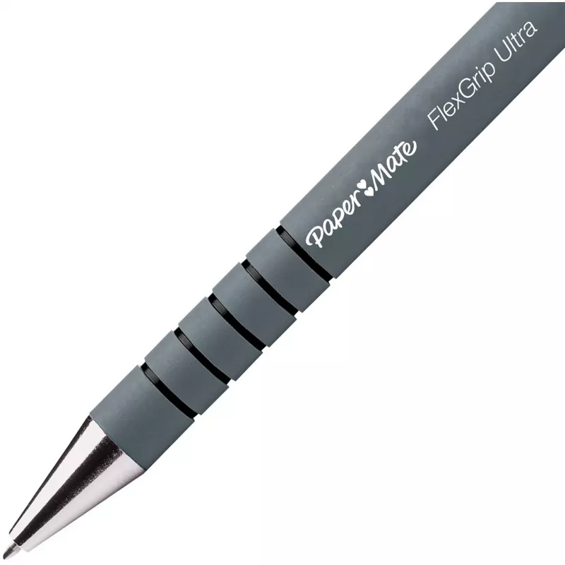 Paper Mate Flexgrip Ultra - clip - penna a sfera retrattile con clip - nero - 12 pezzi - media
