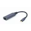 Adattatore di rete Gembird A-USB3C-LAN-01 Type-C USB 3.2 Gen 1, Gigabit RJ-45, cavo 0,15 m, case in metallo, grigio/nero