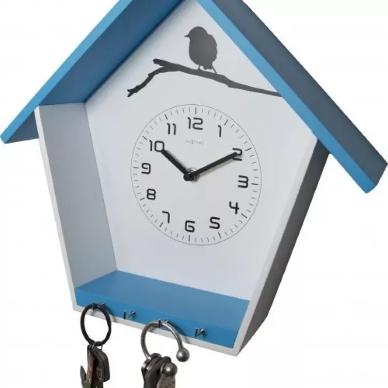 NeXtime orologio 3109bl Cuckey, 30,5x33x11 cm, da parete, blu/bianco