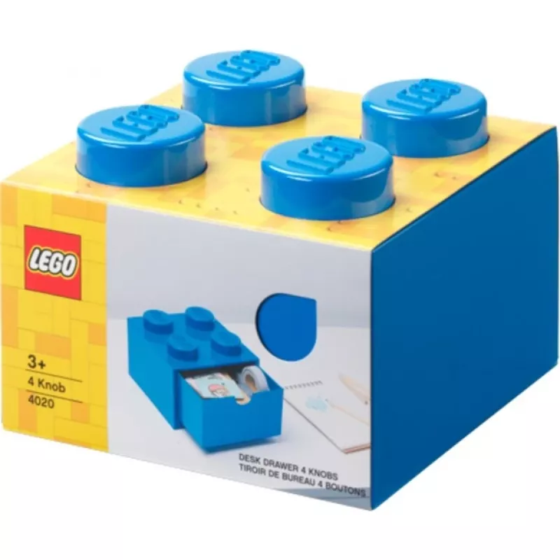 Cassetto da scrivania LEGO 4, scatola contenitore blu, con stud