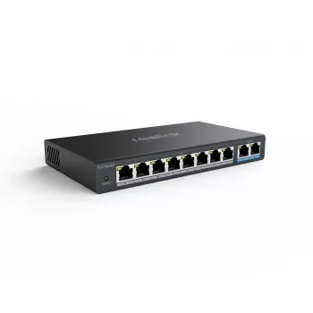 Switch PoE di rete Reolink RLA-PS1 — 8 porte PoE, budget totale 150W, IEEE 802.3af/at, 2x uplink Gigabit