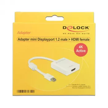 DeLock Adattatore Mini DisplayPort 1.2 > HDMI (ST-BU) 4K bianco