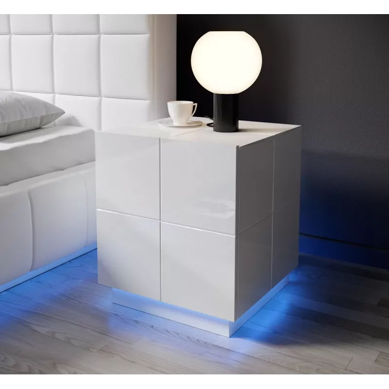 Comodino Cama REJA bianco lucido/bianco lucido