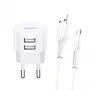 Caricabatterie con cavo usams XTXLOGT18MC05 2x USB 2.1A microUSB bianco AC/DC