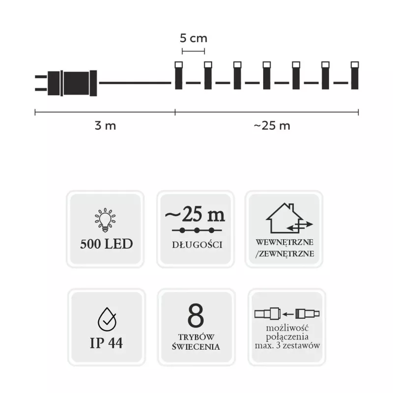 Catena luminosa LED Extralink 500 LED multicolore, 25 m, interno/esterno, modello EX.73318
