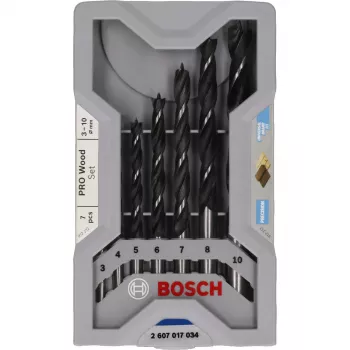 Bosch PRO Wood set di punte elicoidali per legno, 7 pz., 3-10 mm